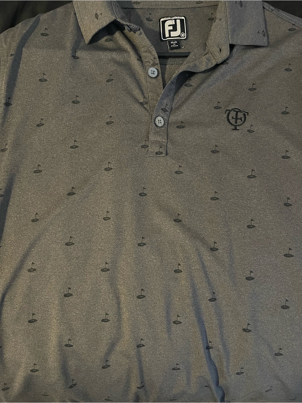 FootJoy Men's Charcoal Gray Printed Polo